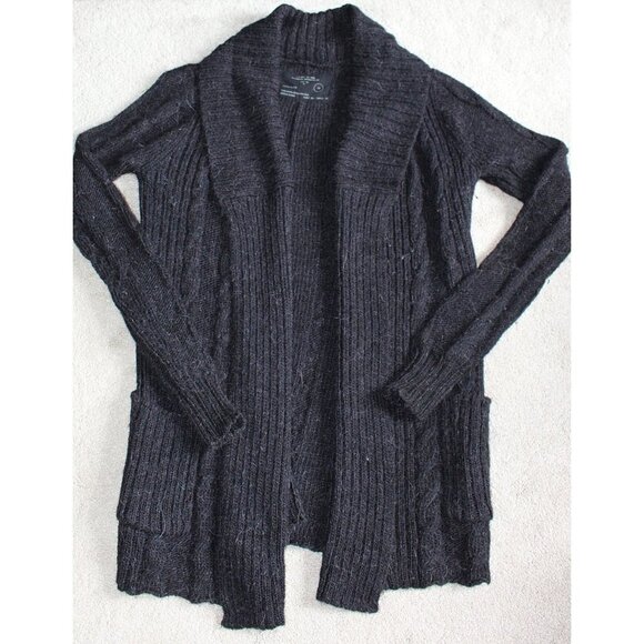All Saints Jack's Place Flex Knit Alpaca Cardigan, Black - sz 12 - Picture 1 of 7